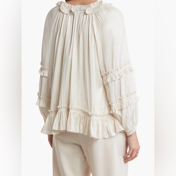 BCBGMAXAZRIA Ruffle Peasant Long Sleeve Blouse - Picture 3 of 15